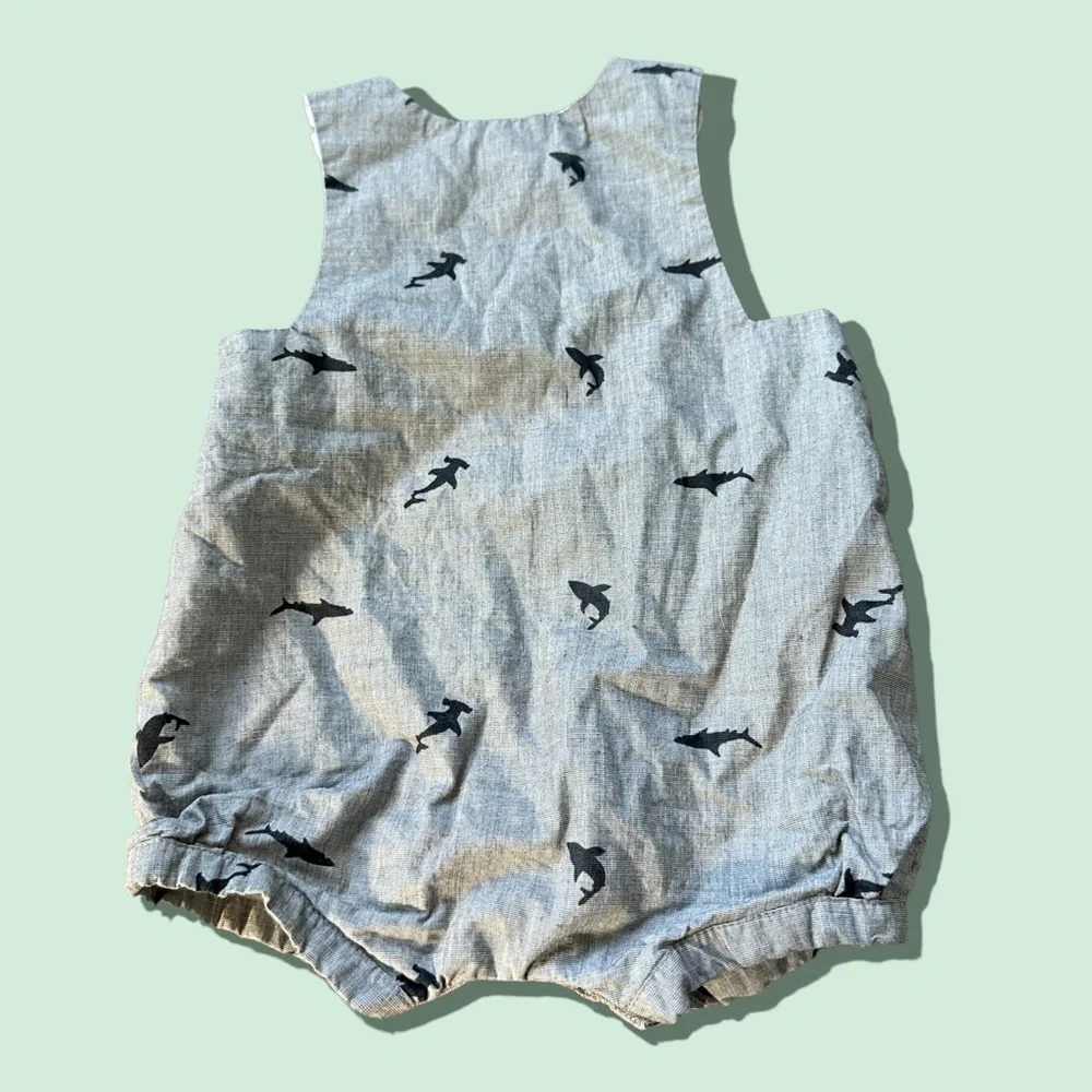 Baby Tommy Bahama Shark Theme Tank Top One Piece Navy Blue Size 6-9 Months - Picture 5 of 6